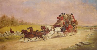 Royal Mail Coach między lisem a polowaniem, 1881 autorstwa J.C. Maggs