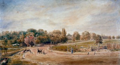 Court Lane i Lordship Lane, Dulwich, Londyn, 1860. autorstwa JC Mandy