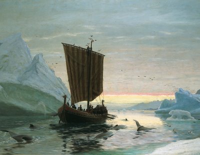 Erik Röde odkrywa Grenlandię, 1875 autorstwa J.E. Carl Rasmussen