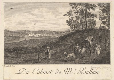 Pejzaż z wózkiem po obrazie w gabinecie pana Poullaina, 1780 r. autorstwa JF Borgnet