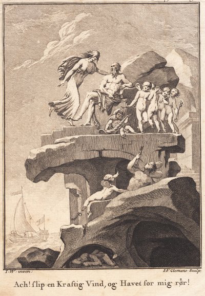 Avind w Æolus, siedzący na szczycie klifu autorstwa J.F. Clemens