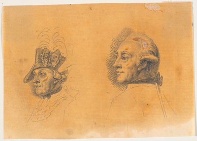 Przygotowanie dla dwóch głów do kija: Fryderyk Wielki wraca do domu po rewii w Poczdamie autorstwa J.F. Clemens