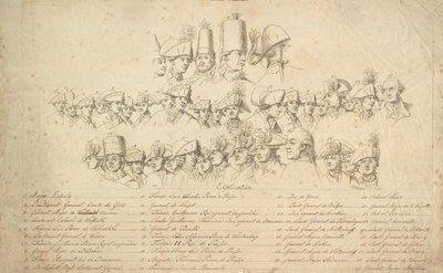 Arkusz wyjaśniający do „Frederick the Great wraca do domu po rewii w Poczdamie” autorstwa J.F. Clemens