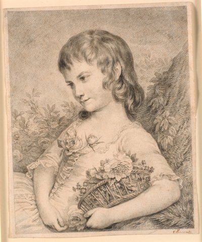 Dziewczynka z koszem kwiatów (Octavie Diodati) autorstwa J.F. Clemens