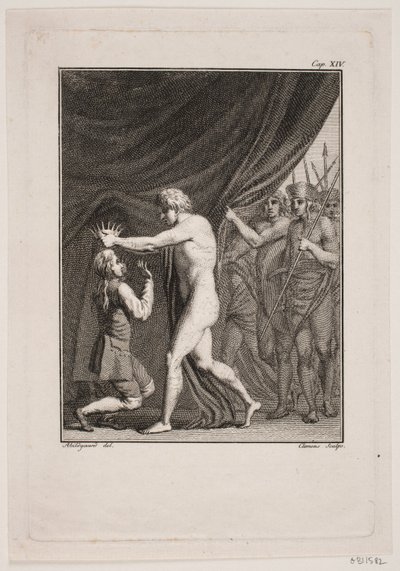 Niels Klim koronowany na cesarza Qvamites autorstwa J.F. Clemens