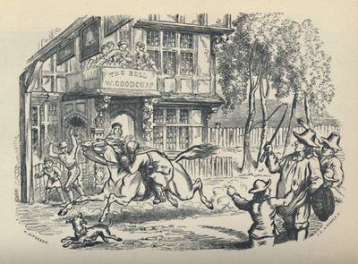 „John Gilpin Passing The Bell, Edmonton”, ok. 1950. autorstwa JG Whymper