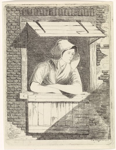 Kobieta przy otwartym oknie autorstwa J.H. Pluygers