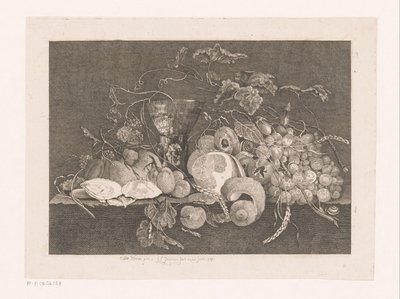 Martwa natura z owocami i ostrygami Galerie des peintres flamands, hollandais et allemands de Le Brun (tytuł serii) autorstwa J.L.L.C. Zentner