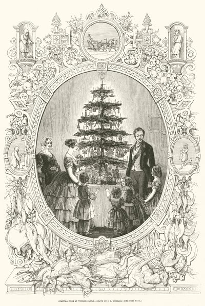 Choinka na zamku Windsor (grawerunek) autorstwa J.L. (after) Williams