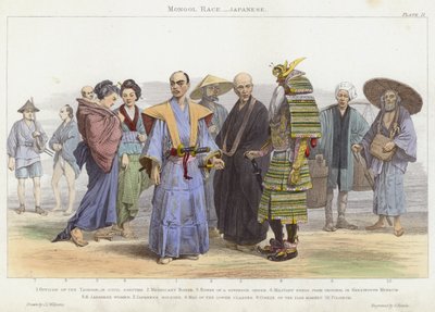 Rasa mongolska, japońska (kolorowy grawerunek) autorstwa J.L. (after) Williams