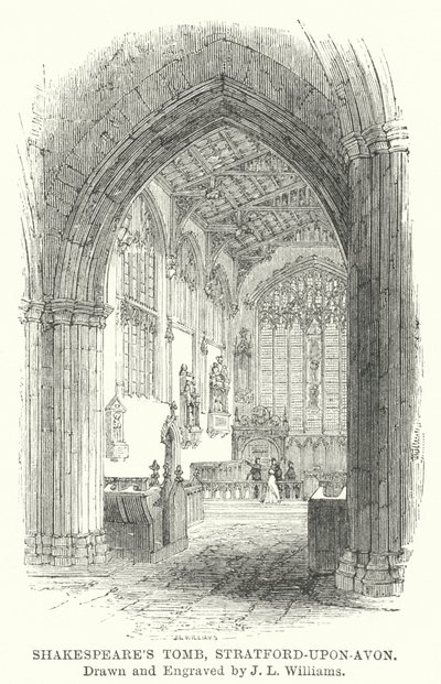 Grób Szekspira, Stratford-upon-Avon (rycina) autorstwa J.L. (after) Williams
