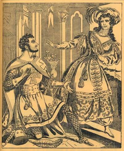 „Ivanhoe: Sir Brian de Bois Guilbert i Rebecca”, XIX w. autorstwa JL Marks