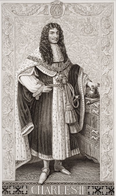 Karol II (1630-85) z „Ilustracji historii angielskiej i szkockiej” Tom I autorstwa J.L. Williams