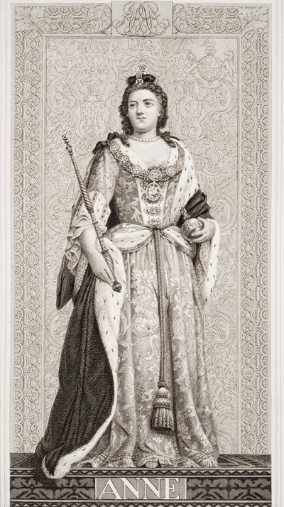 Królowa Anna (1665-1714) z „Illustrations of English and Scottish History” Tom II autorstwa J.L. Williams