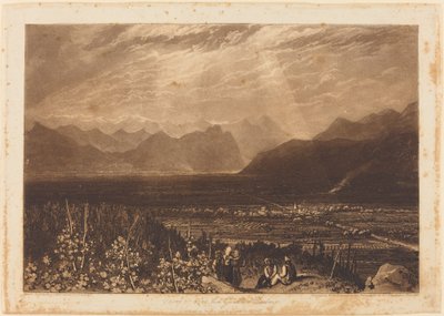 Łańcuch Alp od Grenoble do Chamberi, opublikowany 1812 autorstwa Joseph Mallord William Turner