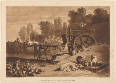 Podwórko z kogutem, wyd. 1809. autorstwa Joseph Mallord William Turner