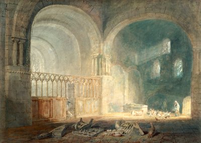 „Transept Ewenny Priory, Glamorganshire”, 1797 autorstwa Joseph Mallord William Turner