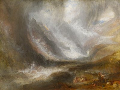 Dolina Aosty: burza śnieżna, lawina i burza z piorunami, 183637. autorstwa Joseph Mallord William Turner