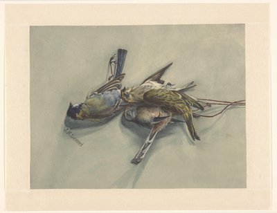 Martwa natura z trzema martwymi ptakami autorstwa J.N. Landré (signed by artist)