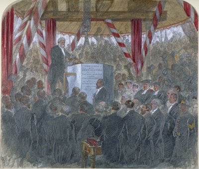 Układanie głównego kamienia wiaduktu Holborn, City of London, 3 czerwca 1867 r. autorstwa JP