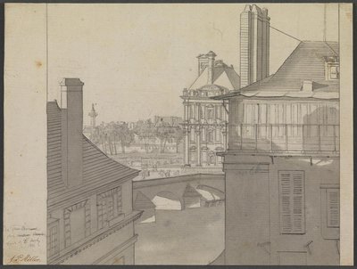 Widok z mieszkania J.P. Møllera w Hotel d’Irlande, Rue de Beaune no. 3, przez Sekwanę w kierunku Tuileries i Rue de Rivoli, 6 marca 1812 r. autorstwa J.P. Møller
