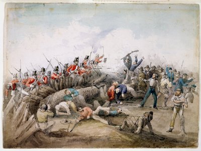 Zamieszki w Eureka Stockade, Ballarat, Australia, 1854 r. autorstwa J.R. Henderson