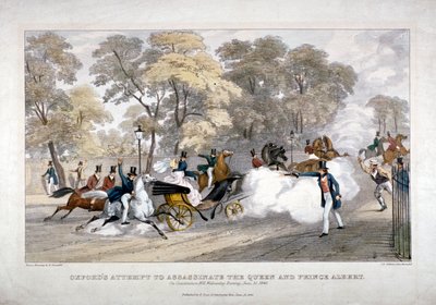 Zamach na królową Wiktorię, Constitution Hill, Westminster, Londyn, 1840 autorstwa JR Jobbins
