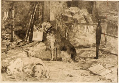 Psy na ognisku nr 1 autorstwa J. Alden Weir