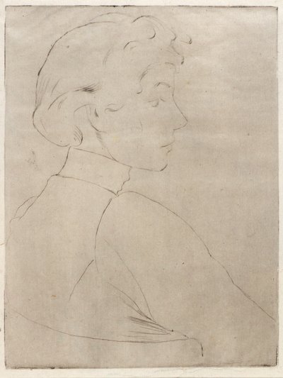 Duża głowa w profilu autorstwa J. Alden Weir