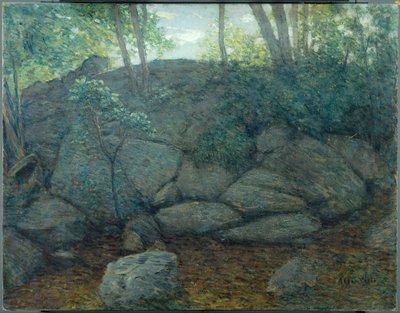 Skały w lesie autorstwa J. Alden Weir