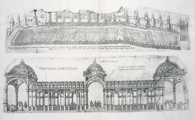Widoki Montargis, z "Les Plus Belles Batiments de France", opublikowane w latach 70-tych XV wieku autorstwa J. Androuet Ducerceau
