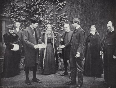Podrzucanie naleśników w Westminster School, Victor odbierający swoją Gwineę autorstwa J. Benjamin Stone