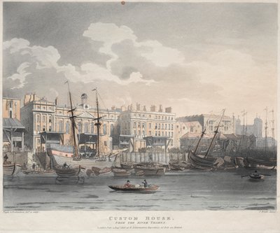 Urząd Celny od strony Tamizy, 1808 r. autorstwa J. Bluck