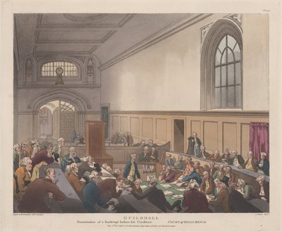 Guildhall, Examination of a Bankrupt before its Creditors Microcosm of London..., 1 listopada 1808. autorstwa J. Bluck