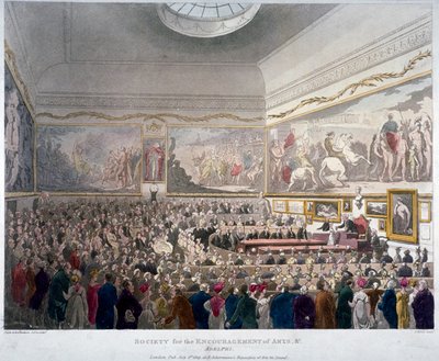 Spotkanie Towarzystwa Sztuki w Budynkach Adelphi, Westminster, Londyn, 1809 autorstwa J Bluck