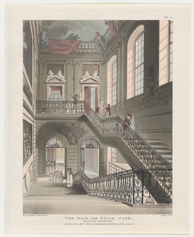 The Hall and Stair Case, British Museum, 1 kwietnia 1808., 1 kwietnia 1808. autorstwa J. Bluck
