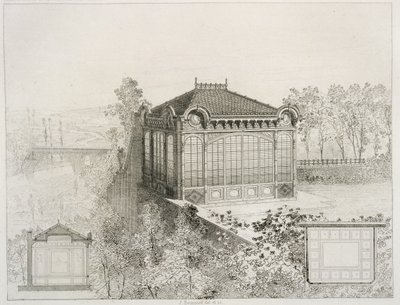 Plany i elewacja pawilonu ogrodowego, ok.1880 autorstwa J. Boussard
