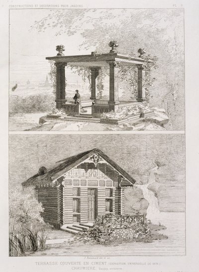Taras pokryty cementem i altana zaprojektowana przez Danjoy, ok.1880 autorstwa J. Boussard