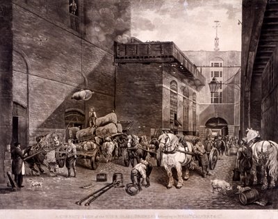 The Hour Glass Brewery na Upper Thames Street, Londyn, 1821. autorstwa J Bromley