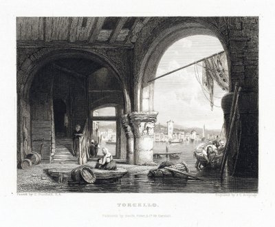 Widok na wyspę Torcello (Wenecja, Włochy). Rycina autorstwa Jamesa Charlesa Armytage