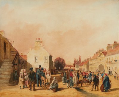Fisherrow, Musselburgh (ołówek i akwarela) autorstwa J. C. Newton