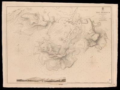 Grecja, Peiraeus lub Port Drako badane przez komandora Thomasa Gravesa, H.M.S. Beacon 1840 autorstwa J. & C. Walker