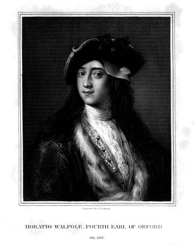 Horace Walpole, 4. hrabia Orford, polityk, pisarz, innowator architektury, 1832. autorstwa J. Cochran