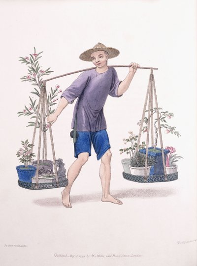 Porter z drzewami owocowymi i kwiatami, ok. 1800-01 autorstwa J Dadley