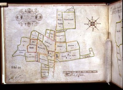 Archiwum 5674 Mapa ziem Hornechurch Hall w Essex, własność New College w Oksfordzie autorstwa J. E. Coffin