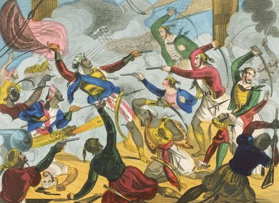 Turcy atakujący greckich korsarzy autorstwa J. Fairburn