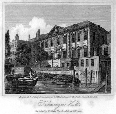 Hala handlarzy ryb, City of London, 1817. autorstwa J. Greig