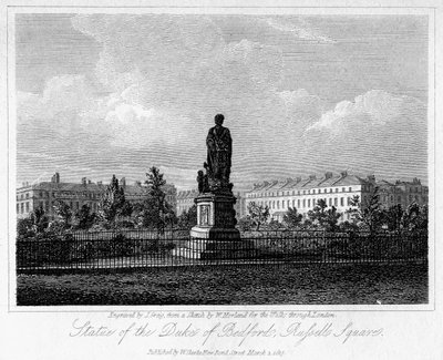 Posąg księcia Bedford, Russell Square, Bloomsbury, Londyn, 1817. autorstwa J. Greig