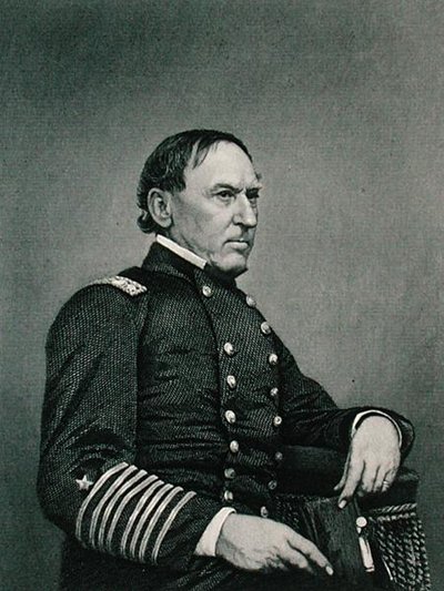 David Glasgow Farragut (1801-70), ryty wg fotografii Williama G. Jackmana (fl.c.1840-60) (grafika) autorstwa J. Gurney and Son