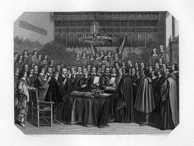Przysięga przysięgi ratyfikacji traktatu z Münster, 1648 c1870. autorstwa J. H. Rennefeld